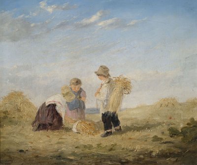 Niños en la cosecha de heno de James Baker Pyne